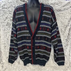 McGregor Cardigan Mens L Vintage Grandpa Colorful‎ Preppy Retro Cabin Stripe